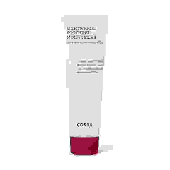 COSRX AC Collection Moisturizer 80ml placed on soft fabric, conveying soothing and gentle skin benefits.