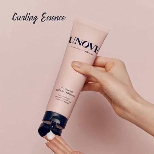 UNOVE Curl Essence - Define Hair | Curl Defining Hair Essence in soft pink packaging, designed to enhance curl volume and shine.