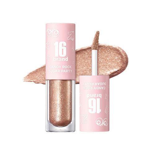 16BRAND Candy Rock Sugar Party glitter eyeshadow in bronze shimmer, offering a rich, metallic finish for dramatic eye looks.