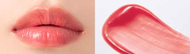 Light pink tint of SOME BY MI V10 Hyal Lip Sun Protector 7ml on lips, delivering a soft, dewy finish with sun protection and moisture.