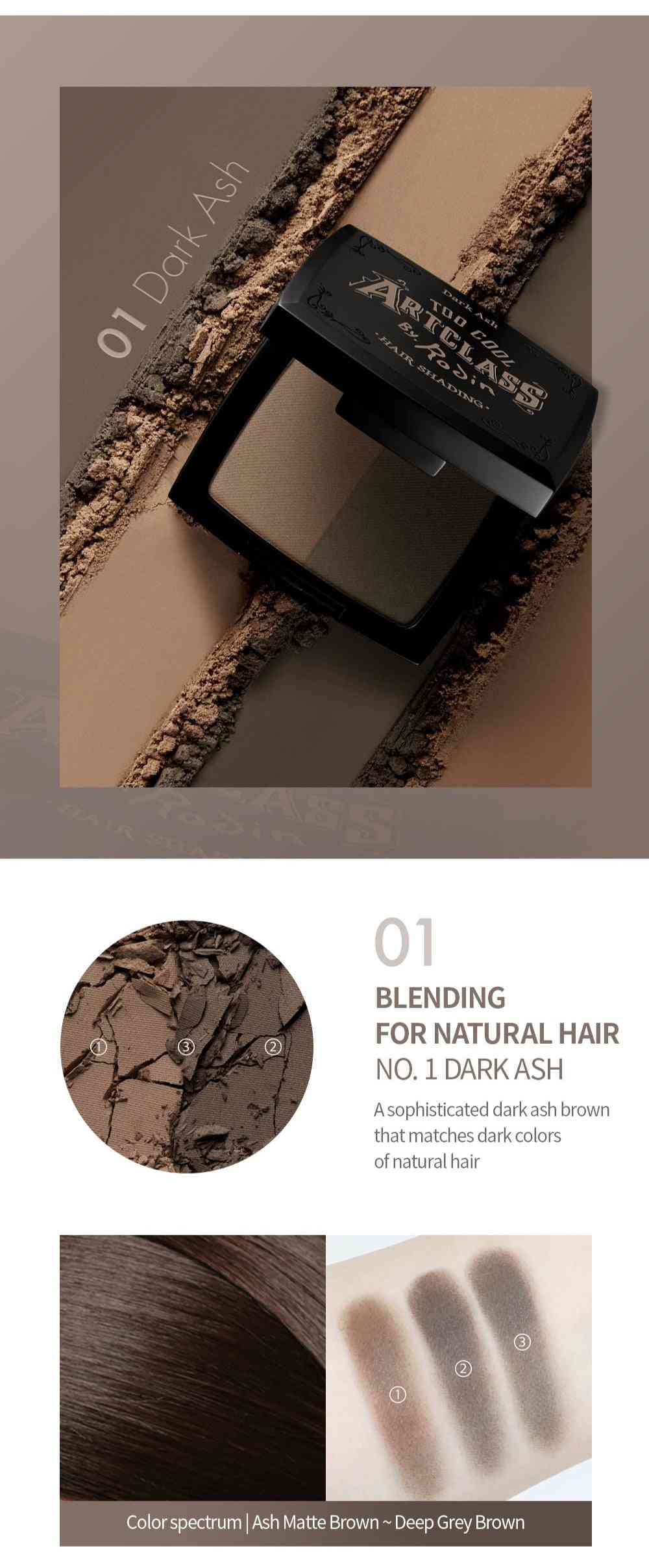 Artclass Hair Shading Palette - Dark Ash features a compact design with a dark ash brown tone for blending sparse hair areas naturally.
