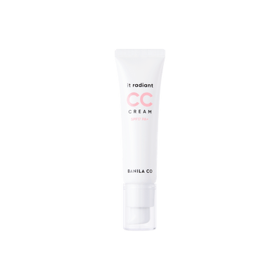 BANILA CO it Radiant Vegan CC Cream SPF17 PA+ 30ml in sleek white tube, ideal for brightening, hydrating, and smoothing skin with SPF glow protection.
