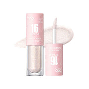 16BRAND Candy Rock Sugar Party glitter eyeshadow in pearl white shade with doe-foot applicator, perfect for highlighting aegyo-sal and inner corners.