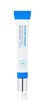 Seapuri Dr.33 Hair Ampoule 20ml twin tubes displayed, featuring anti-hair loss formula for thicker, healthier hair and scalp revitalization.